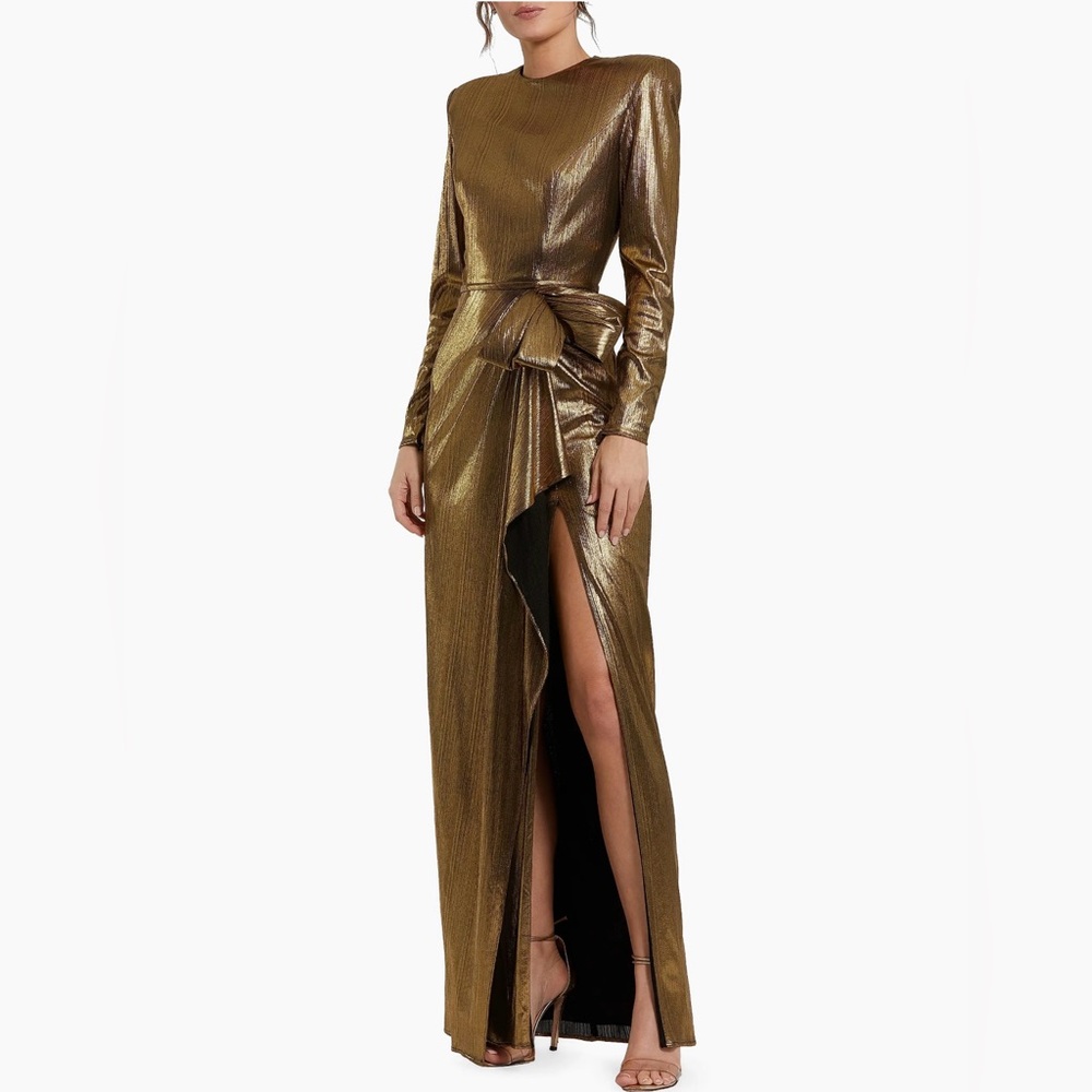 Mac Duggal Asymmetrical Gold Dress